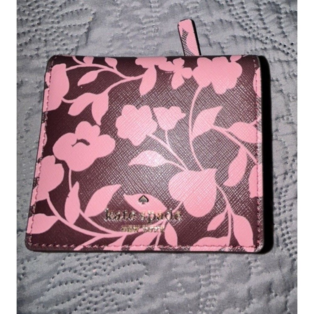 Kate Spade Saffiano Serenade Cove garden vine floral Wallet Pink Multi - Picture 3 of 5